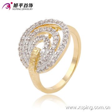 Xuping Charm Einfache Stretch gerillte Modeschmuck Ring mit Zwei-Stein 13675